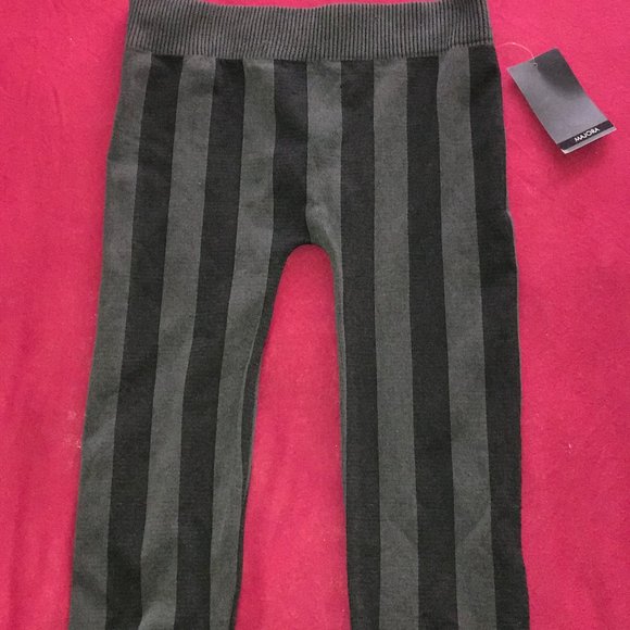 Black and Gray Striped Leggings - Picture 2 of 2